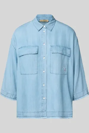 Smith and Soul Relaxed Fit Jeansbluse mit Fransen in , Größe L