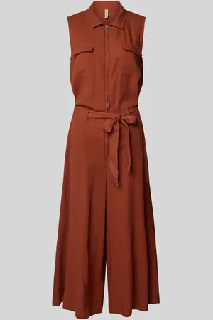 soyaconcept Jumpsuit aus Leinen-Mix mit Troyer-Kragen Modell 