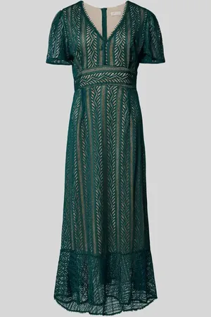 Apricot Midikleid mit Lochstickerei und V-Ausschnitt in , Größe XL