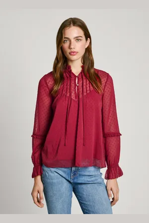 Pepe Jeans Bluse punktmuster halbtransparent