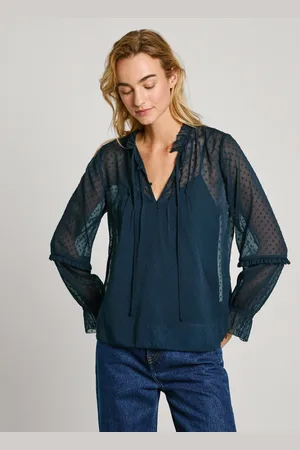 Pepe Jeans Bluse punktmuster halbtransparent
