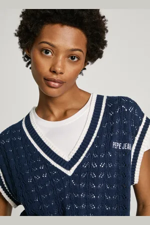 Pepe Jeans Weste strick durchbrochen v-ausschnitt