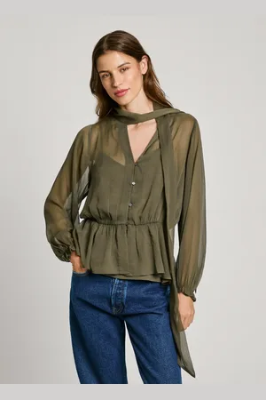 Pepe Jeans Bluse chiffon halbtransparent