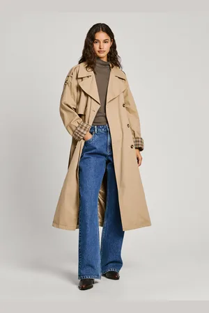 Pepe Jeans Trenchcoat lang zweireihiger knopfverschluss