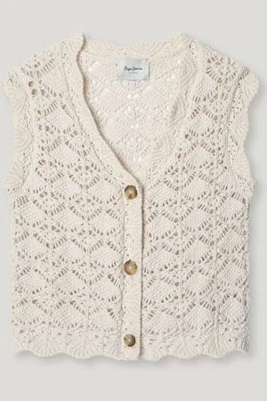 Pepe Jeans Weste durchbrochen knopfverschluss