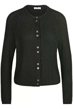 Peter Hahn Damen Bouclé Strickjacken - Strickjacke aus 100% Baumwolle Supima schwarz Größe: 36
