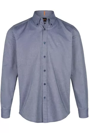 HUGO BOSS Herren Langärmlige Hemden - Hemd blau Größe: 37/38