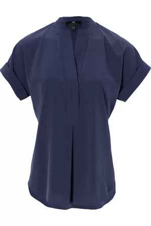 Peter Hahn Damen Kurzarm Blusen - Shirt-Bluse blau Größe: 36