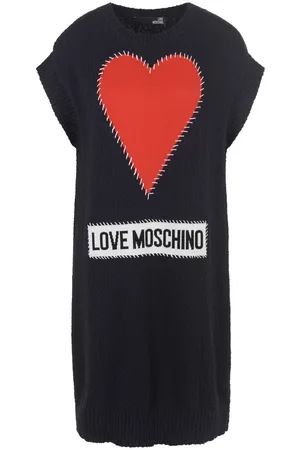 Love Moschino Damen Strickkleider - Strickkleid blau Größe: 38