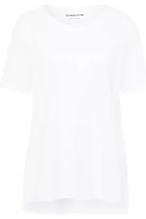 Green Cotton Rundhals-Shirt Benedikte