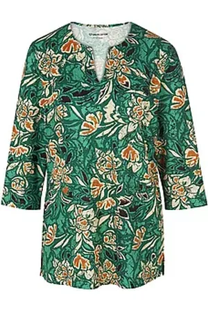 Green Cotton Splitneck-Shirt Erika