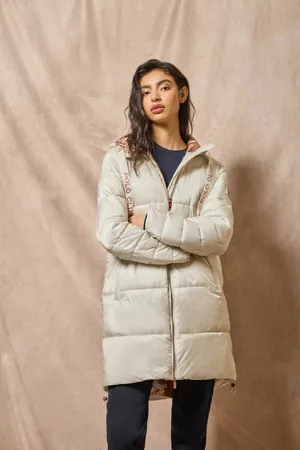 Polo Club® Lange Steppjacke Rose Mit Fester Kapuze Und -Details - S