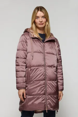 Polo Club® Lange Steppjack Rose Taupe Mit Fester Kapuze Und Details - S