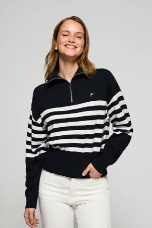 Polo Club® Strickpullover Jisoo Marineblau Mit Gesticktem Monogramm - S