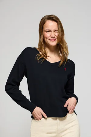 Polo Club® Strickpullover Marineblau Mit V-Kragen Und Rigby Go Stickerei - S