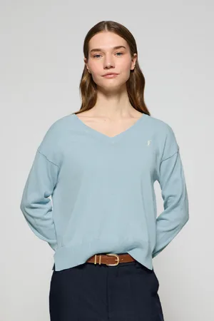 Polo Club® Strickpullover Hellblau Mit V-Kragen Und Rigby Go Stickerei - S