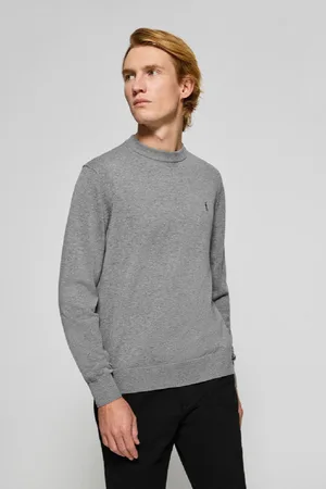 Polo Club® Strickpullover Grau Meliert Mit Rundkragen Und Rigby Go Logo-Stickerei - M