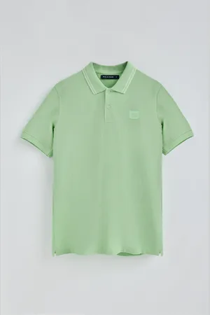 Polo Club® Kurzärmliges Poloshirt Minzgrün Mit Zwei Knöpfen Und Logo-Aufnäher Auf Der Brust - S