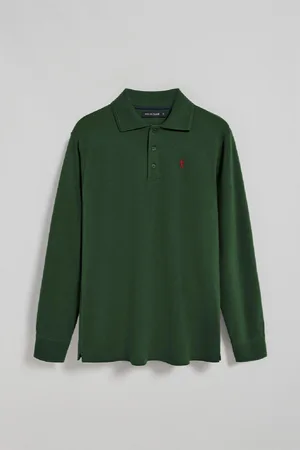 Polo Club® Langärmliges Poloshirt Flaschengrün Mit Drei Knöpfen Und Rigby Go-Stickerei - S