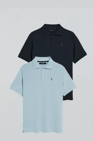 Polo Club® Zweierpack Poloshirts Hellblau Und Marineblau Mit Drei Knöpfen Und Rigby Go-Logo - S