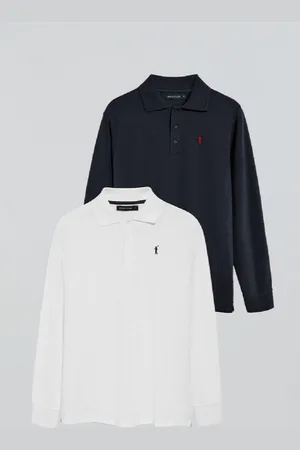 Polo Club® Pack Mit Zwei Langärmligen Poloshirts Mit Rigby Go Logo Marineblau Und Weiß - S