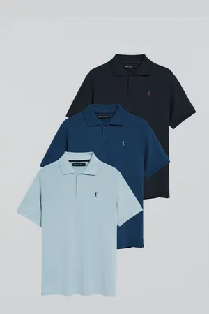Polo Club® Dreierpack Poloshirts Marineblau, Hellblau Und Indigo Mit Drei Knöpfen Und Rigby Go Logo - S