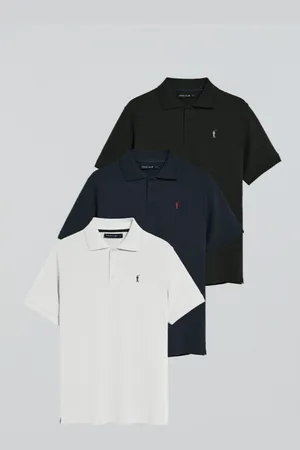 Polo Club® Dreierpack Poloshirts Schwarz, Marineblau Und Weiß Mit Drei Knöpfen Und Rigby Go Logo - S