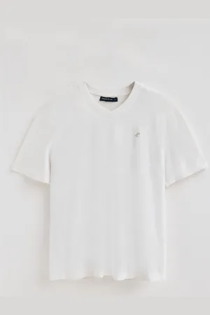 Polo Club® T-Shirt Aus Leinen Und Baumwolle Mit V-Ausschnitt Und Gesticktem Monogramm - S