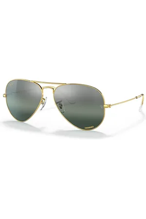 Ray-Ban AVIATOR CHROMANCE Sonnenbrillen Fassung Silber Glas polarisiert 55-14