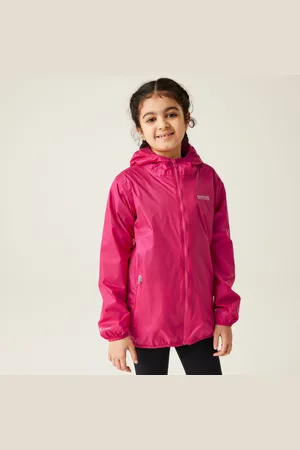 Regatta Lever II Leichte, Wasserdichte Walkingjacke mit Kapuze für Kinder Rosa, Größe: 3-4 Jr.