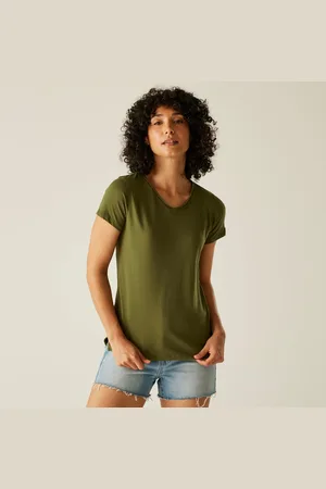 Regatta Elkie T-shirt mit V-ausschnitt für Damen Olivgrün, Größe: 40