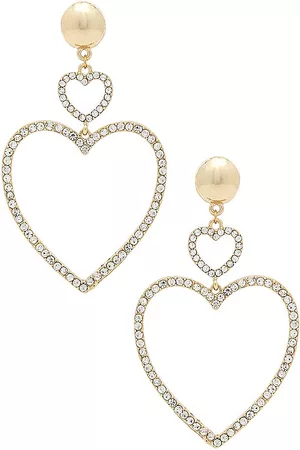 Ettika Two Hearts Drop Earrings in .
