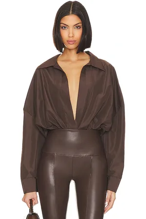 Norma Kamali Oversized Boyfriend Shirt Bodysuit in . Size M, S, XL, XS, XXS.