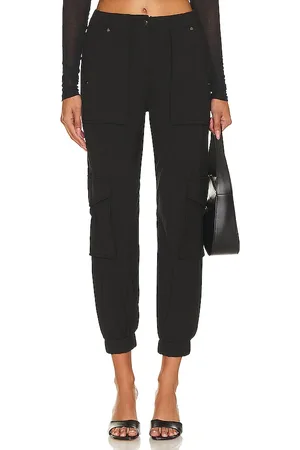 AllSaints – Cora – Leggings aus Samt mit hohem Bund in Schwarz