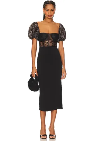 WeWoreWhat MIDIKLEID IN KORSETT-OPTIK MIT FORMBÜGELN UND SPITZE in . Size 2.