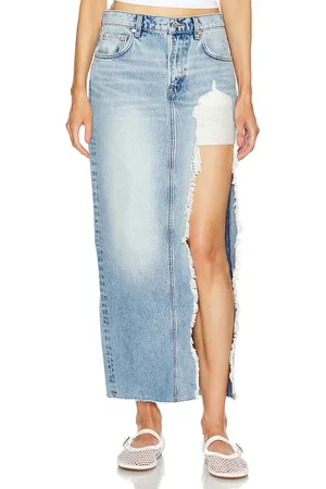 GRLFRND MAXIROCK MIT HOHEM BEINSCHLITZ BLANCA in . Size 24, 25.