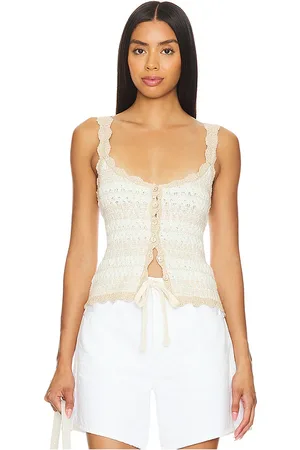 AUTUMN CASHMERE TEXTUR-TANKTOP MIT BOGENKANTE in . Size S, XL.