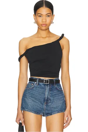 GOOD AMERICAN T-SHIRT MIT VERDREHTEM DETAIL in . Size 5X, L, XL.