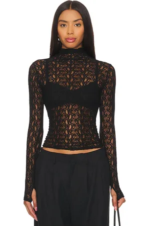 ENZA COSTA Lace Long Sleeve Turtleneck in . Size L, S, XS.