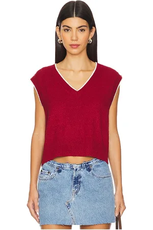 MONROW WESTE BOUCLE KNIT V NECK SWEATER in . Size L, S, XL.
