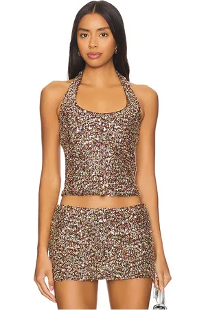 SIEDRES TOP MIT NACKENTRÄGERN JULI FITTED SEQUINED in . Size 40.