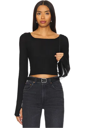 Michael Lauren CROPPED-LANGARMSHIRT MIT KARREE-AUSSCHNITT PRYDERI in . Size XL/1X, XXL/2X.