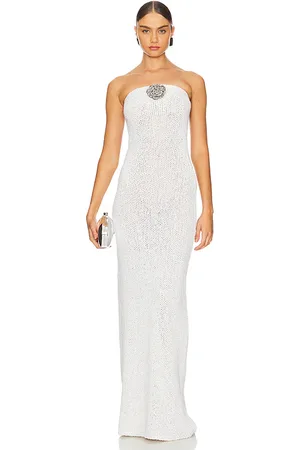 Asta Resort TRÄGERLOSES MAXIKLEID MIT ROSETTEN-AKZENT in . Size S, XL, XS.
