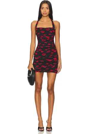 AFRM MINIKLEID MIT RAFFUNG BONNIE in Black,Red. Size 3X, L, M, XL, XXL.