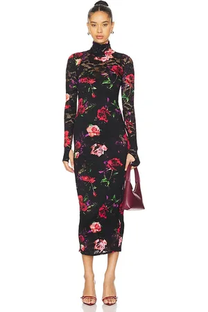 AFRM MAXIKLEID MIT STEHKRAGEN SHAILENE in Black,Red. Size XS.