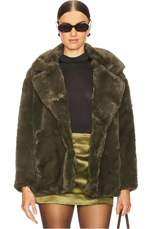 BLANK NYC KUNSTFELLMANTEL DOUBLE MATCHA in . Size M, S, XS.