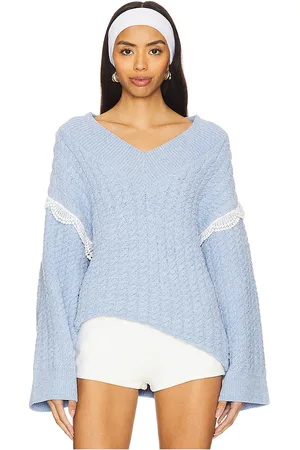 For Love & Lemons OVERSIZED-PULLOVER MIT V-AUSSCHNITT TIERRA in . Size M, S, XS.