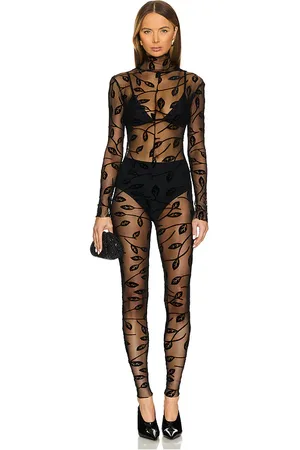 Norma Kamali FIGURBETONTER CATSUIT MIT LANGEN ÄRMELN UND STEHKRAGEN in . Size S, XL, XS, XXS.