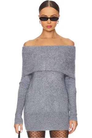 AUTUMN CASHMERE SCHULTERFREIES, LOCKERES TUNIKA-SHIRT AUS GEBÜRSTETEM STOFF in . Size S, XS.