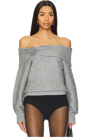 525 America SCHULTERFREIER PULLOVER MIT BLUMENAKZENT ELIZABETH in . Size M, S, XL, XS.